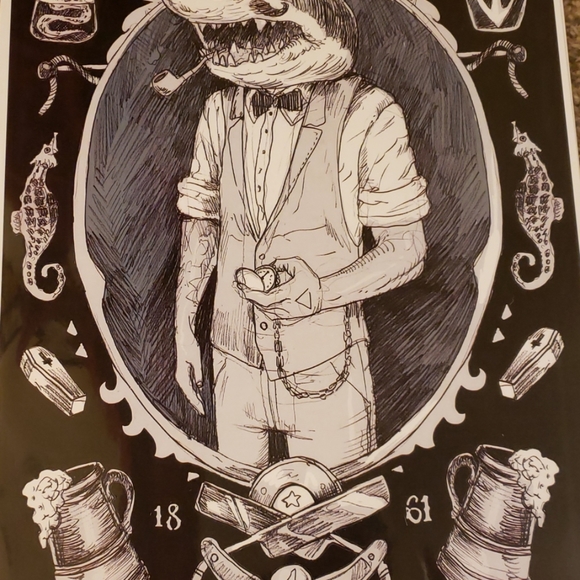 Too Fast Gentleman's Life 11" x 17" Shark Man Nautical Tattoo Flash Art Print - Picture 4 of 8